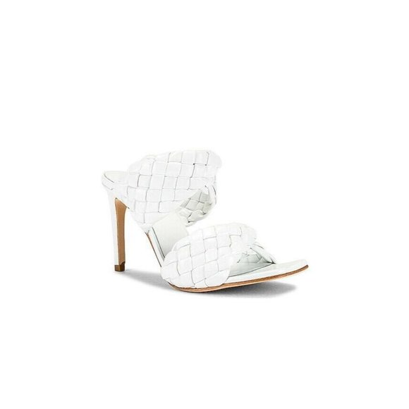 RAYE Jordan Heels White Woven Leather Square Toe Revolve 7.5 $228 - Picture 4 of 8
